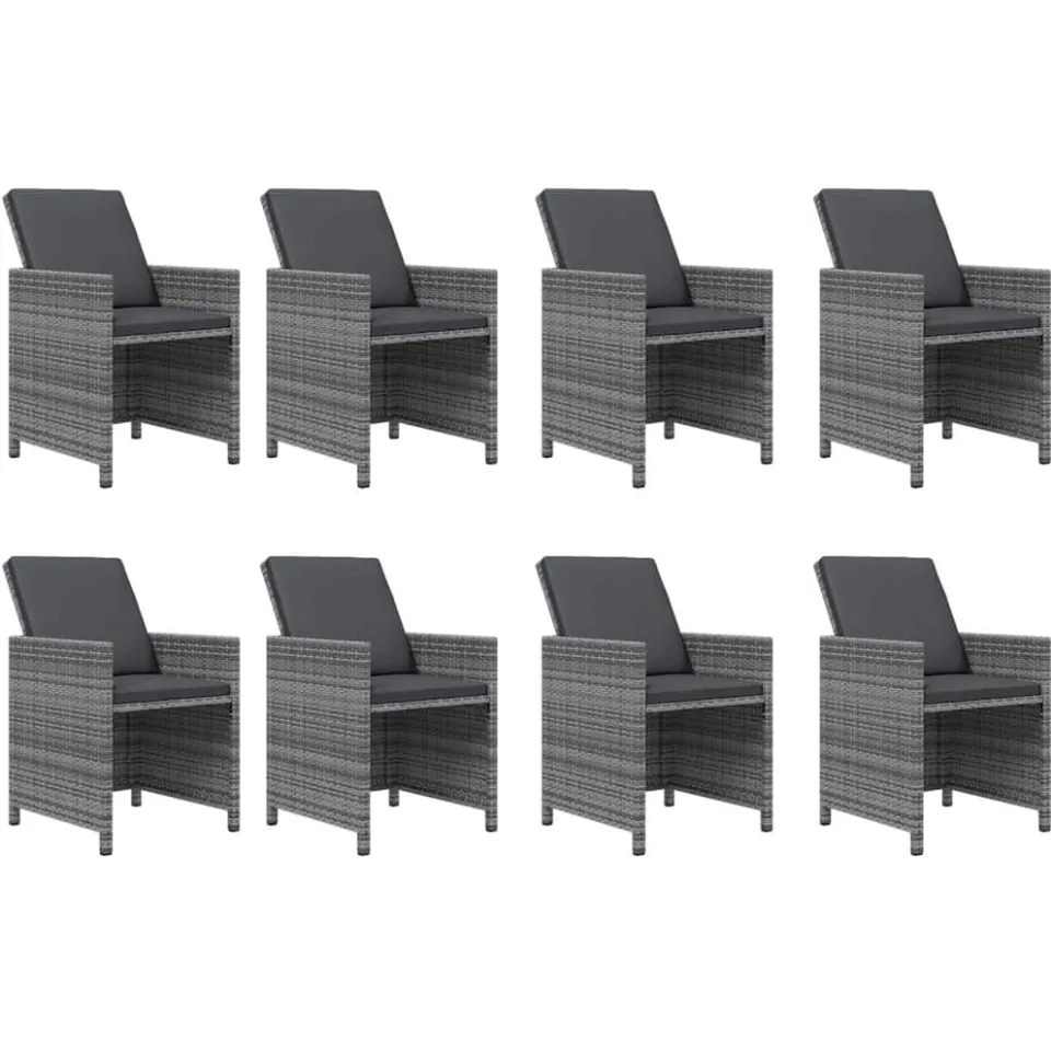 vidaXL 9-delige Tuinset met kussens poly rattan grijs, foto 3