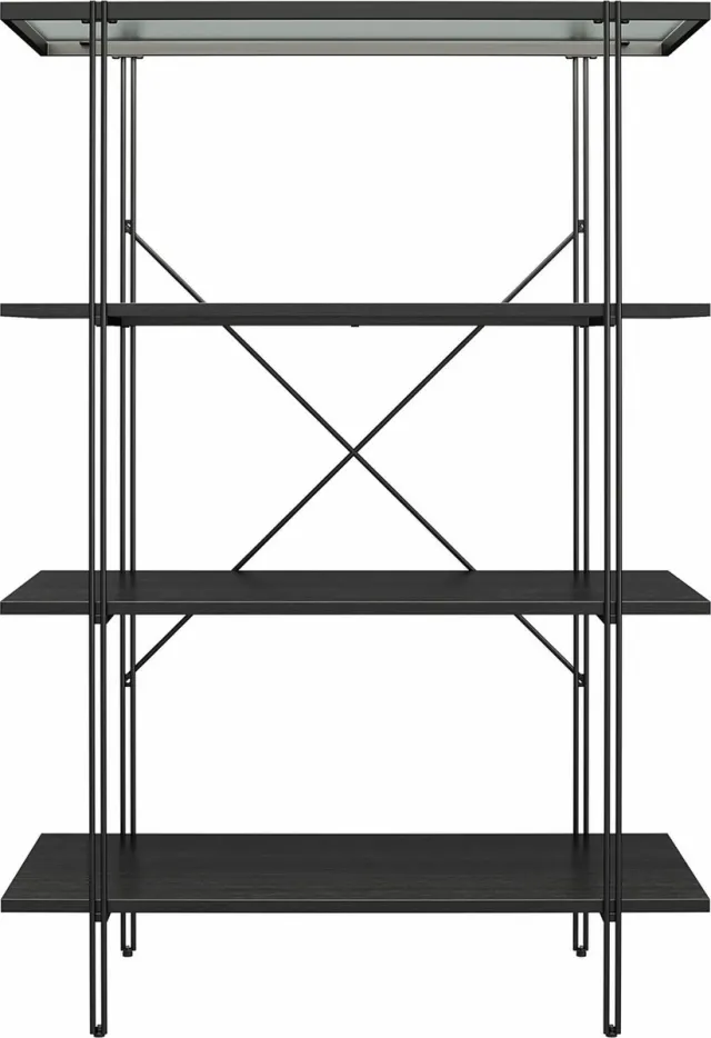 Dorel Home Wainwright-Boekenkast - Glas/Eiken - Zwart Metaal