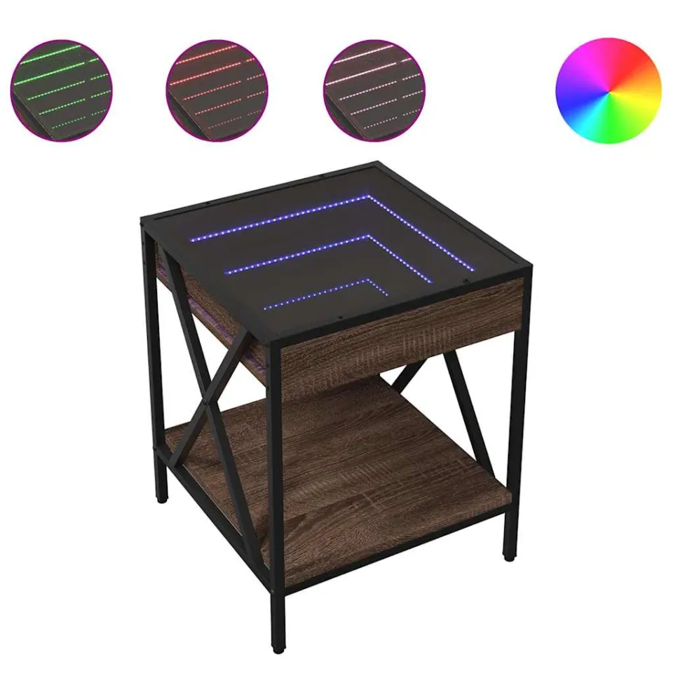 vidaXL Nachtkastje met Infinity LED 40x40x49 cm bruin eikenkleurig, foto 4