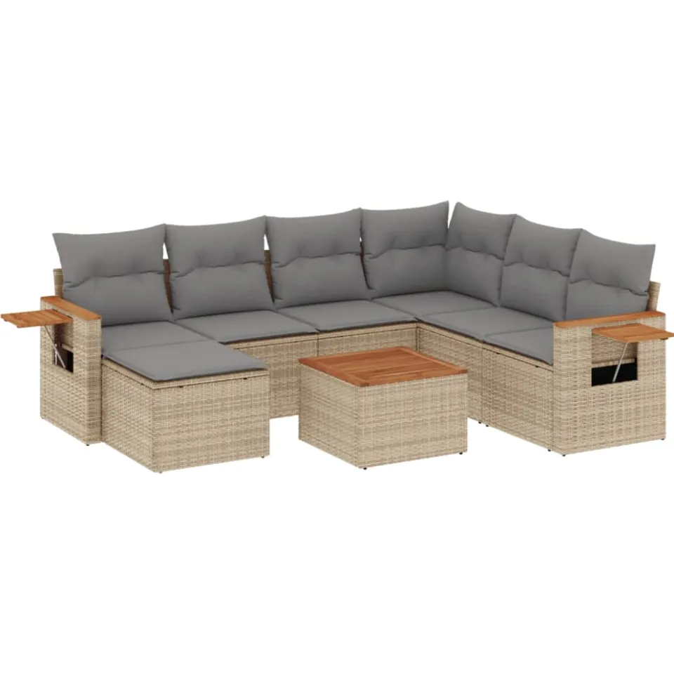 vidaXL Patio Sofa Set 7-zits Beige and Grey, foto 3