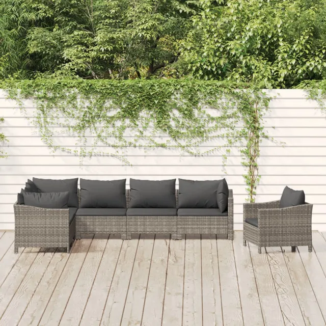 vidaXL 7-delige Loungeset met kussens poly rattan grijs, foto 2