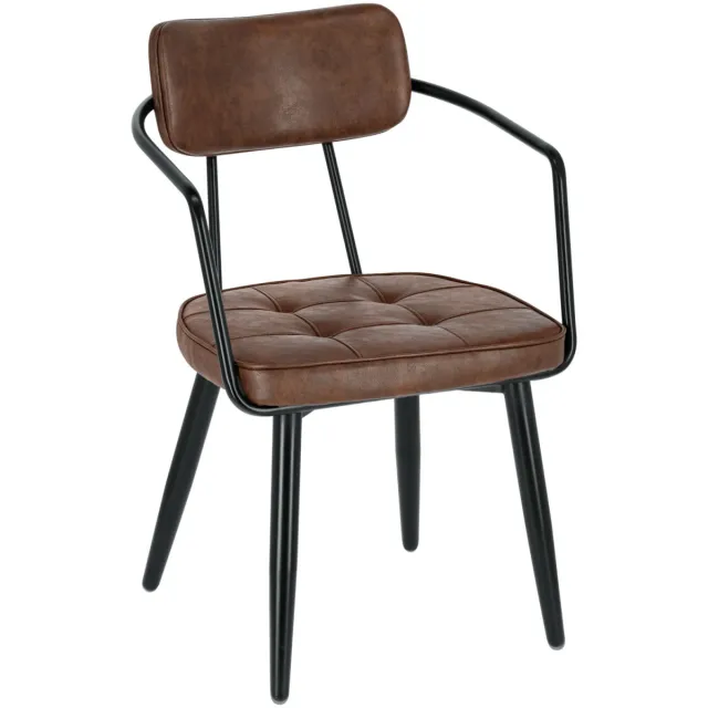 Vega 2x VEGA Stoel met armleuning Casto; 54x59x81 cm (BxDxH); zitting bruin, frame zwart; 2 stuk / verpakking