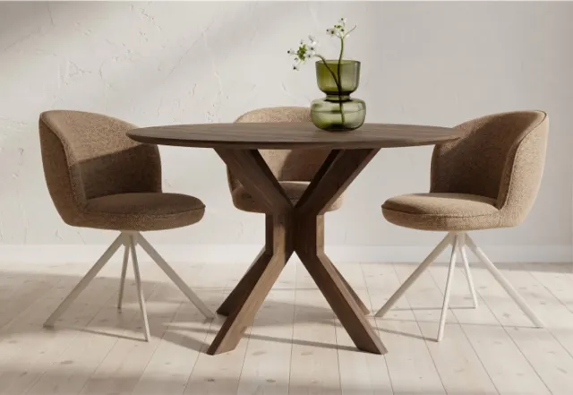 MySons Eettafel Gemini rond Acacia 130 cm - Bruin - Japandi