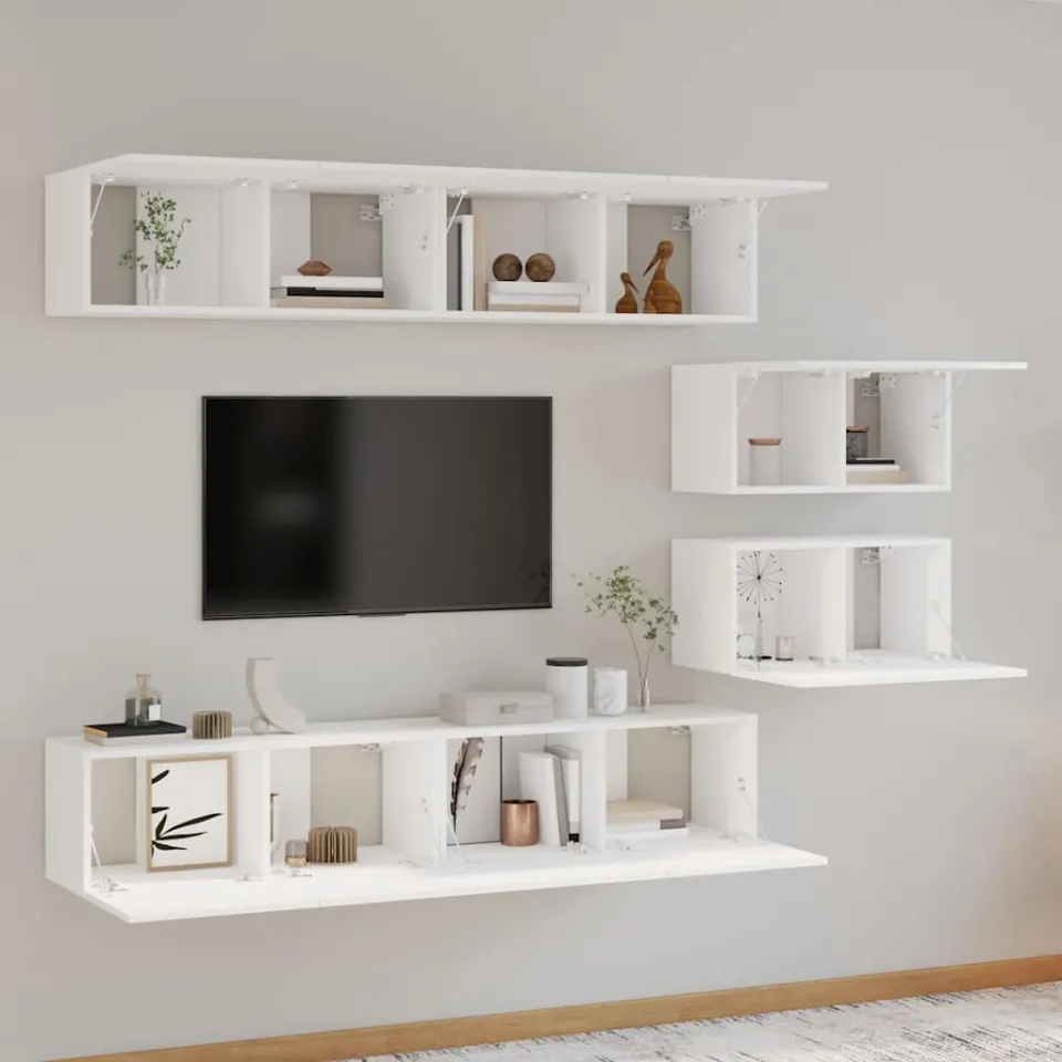 vidaXL 6-delige Tv-meubelset bewerkt hout wit, foto 3