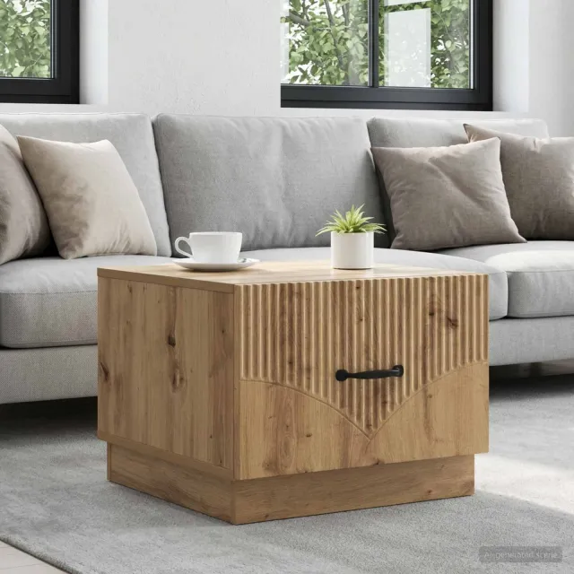 vidaXL Salontafel Artisanaal eiken 49 x 50 x 37 cm Bewerkt hout, foto 2