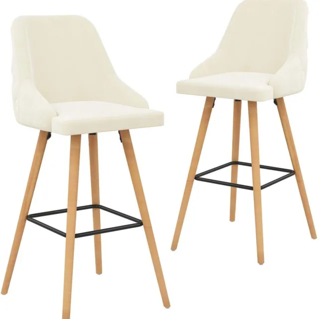medina Barstoelen 2 st fluweel crème zwart