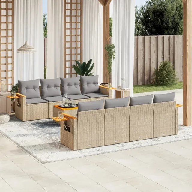 vidaXL Patio Sofa Set 8-zits Beige and Grey