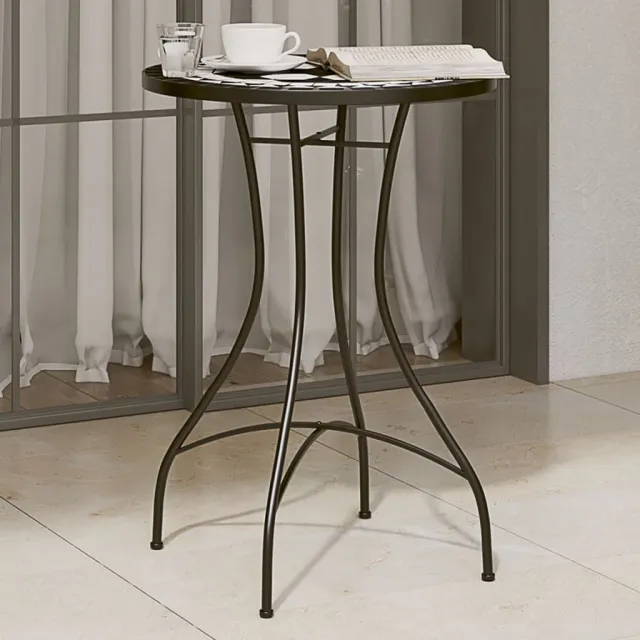 vidaXL Bistrotafel mozaïek Ø50x70 cm keramiek zwart, foto 2