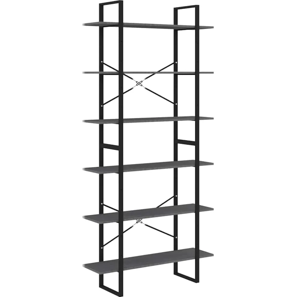 vidaXL Hoge kast 100x30x210 cm massief grenenhout grijs