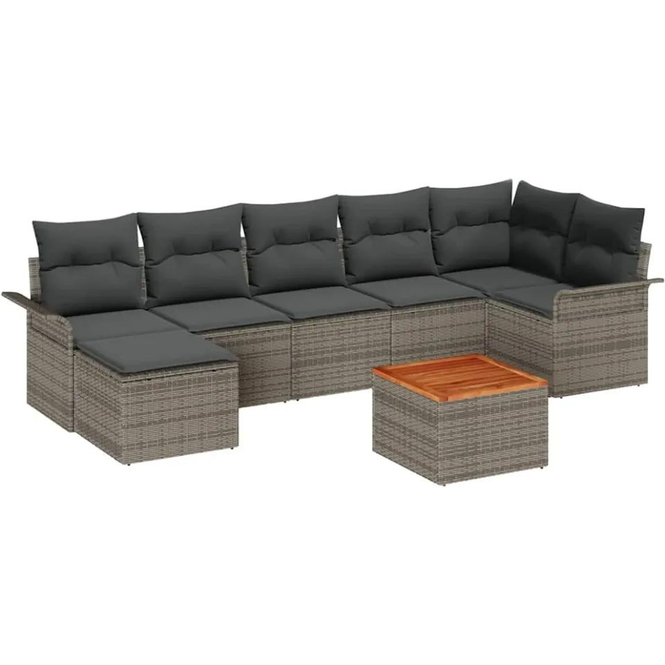 vidaXL Tuinbankenset 8 st Grijs poly rattan