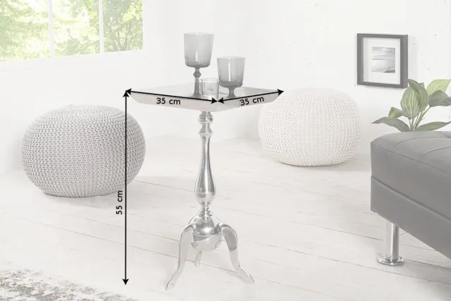 Invicta Interior Filigraan bijzettafel TRAYFUL 55cm zilveren aluminium dienbladtafel - 35725 Zie omschrijving