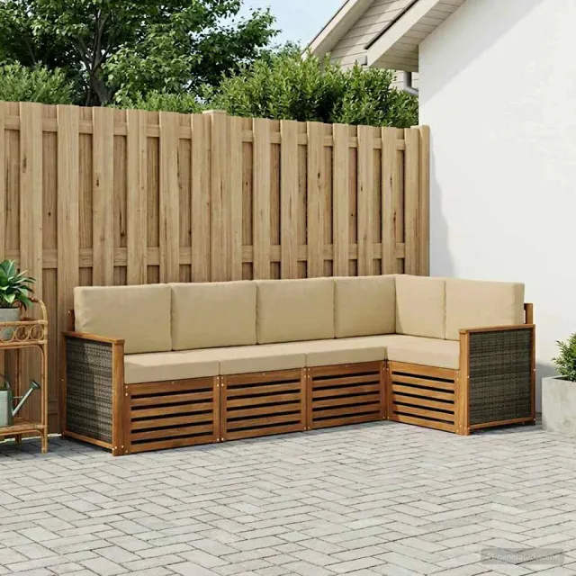 vidaXL Buiten bankenset 7 st 7-zits Natuurlijk en Beige
