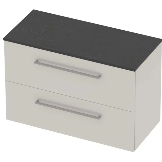 Basic-Line Deck 46 Badmeubelset Voor Grepen 100x46x66 cm Ice White Blue Stone Grijs
