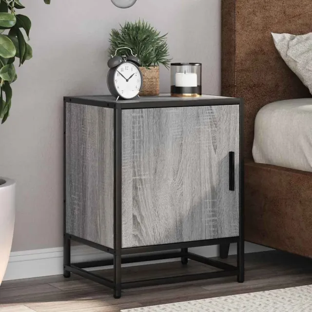 vidaXL Nachtkastjes 2 st 40x31x50 cm bewerkt hout&metaal grijs sonoma