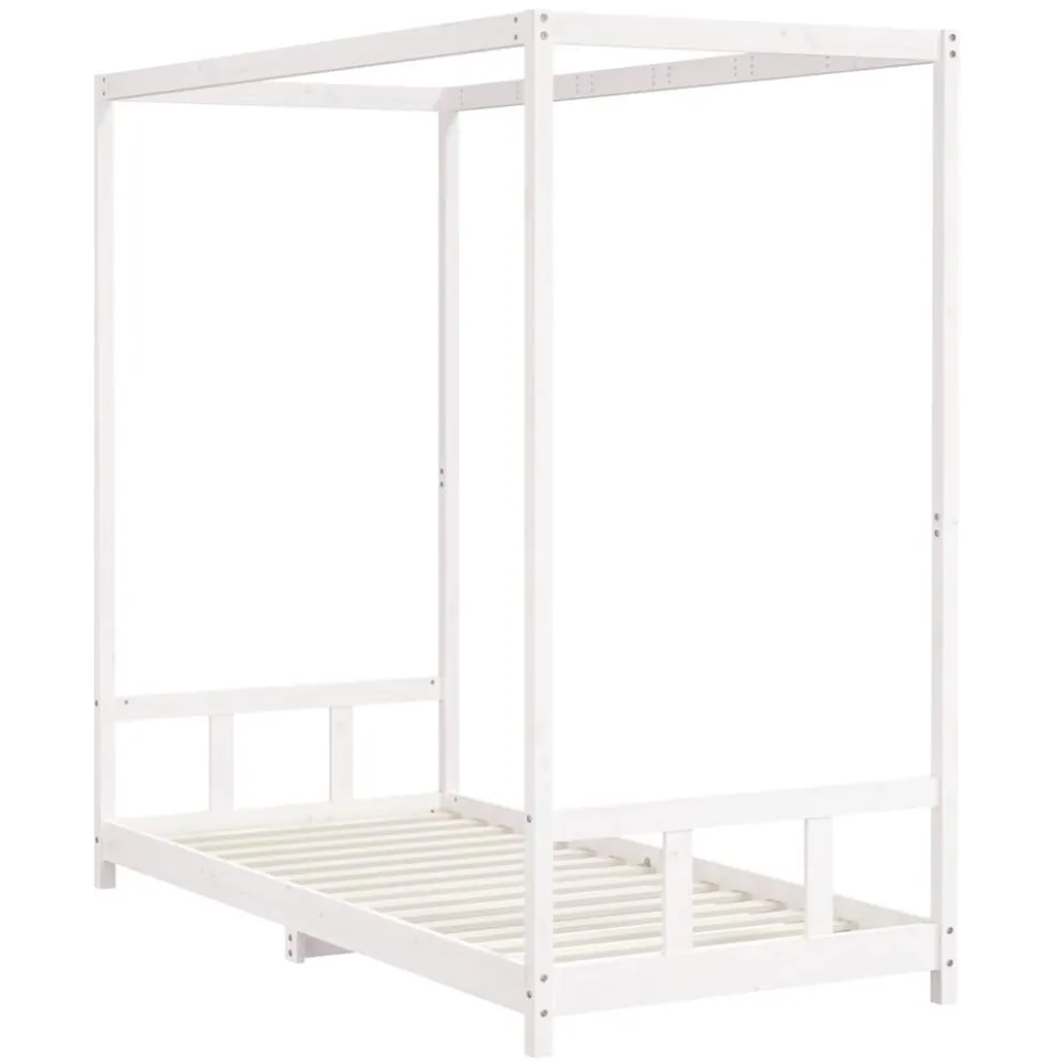 vidaXL Kinderbedframe 90x200 cm massief grenenhout wit, foto 3