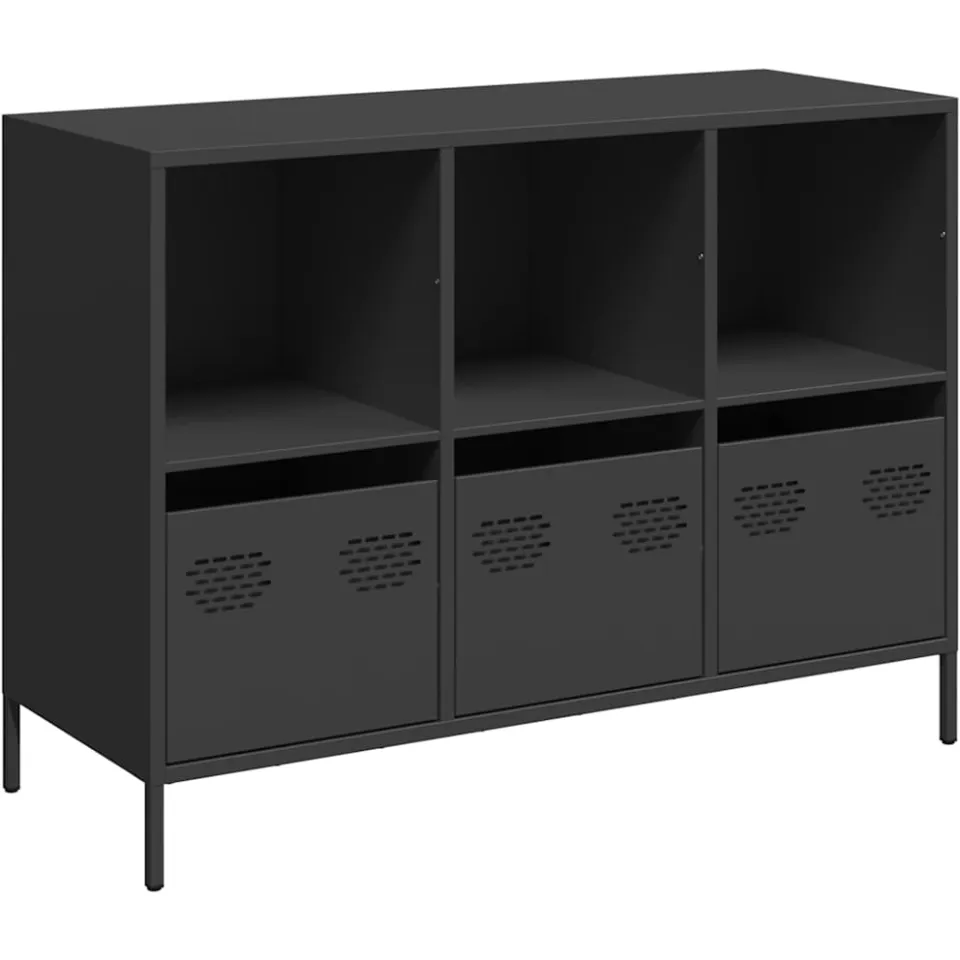 vidaXL Dressoir 101,5x39x73,5 cm koudgewalst staal zwart, foto 3