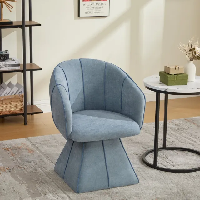 HAUSS SPOLE Fauteuil – Draaistoel Van Chenille – Enkele Stoel – Ergonomisch Met Hoge Rugleuning En Armleuningen – Voor Woonkamer En Slaapkamer – Blauw