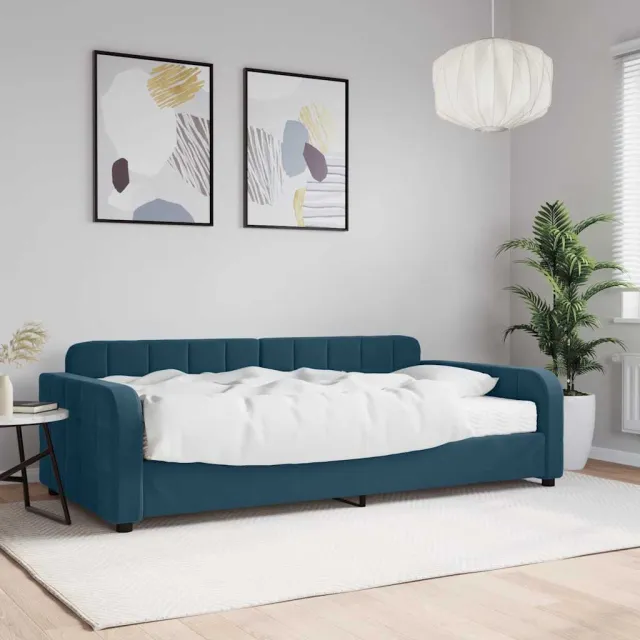 vidaXL Slaapbank met matras 100x200 cm fluweel blauw