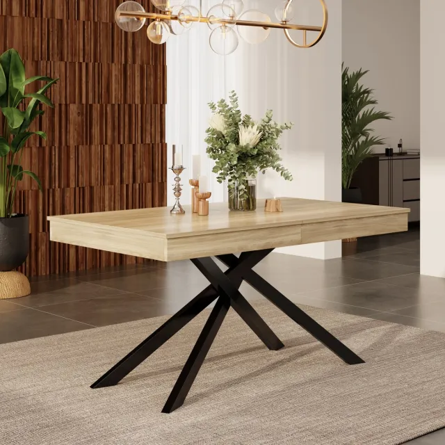 MIVRAY Eettafel - Uitschuifbaar Voor 6 Tot 8 Personen - Rechthoekig Voor Eetkamer En Keuken - MDF Eikenkleur
