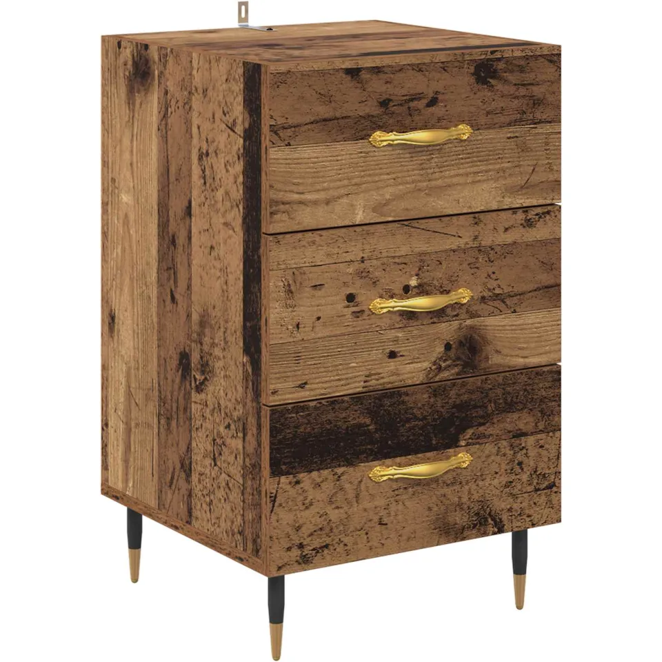 vidaXL Nachtkastje Oudhout 40 x 40 x 66 cm Bewerkt hout bruin, foto 3