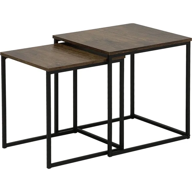 Beliani DENNY - Bijzettafel - Zwart - MDF Bruin