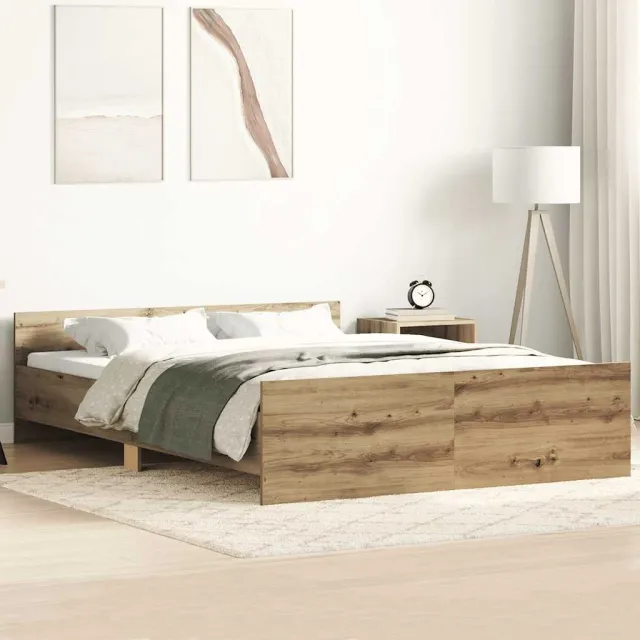 vidaXL Bedframe zonder matras spaanplaat artisanaal eikenkleurig Bruin