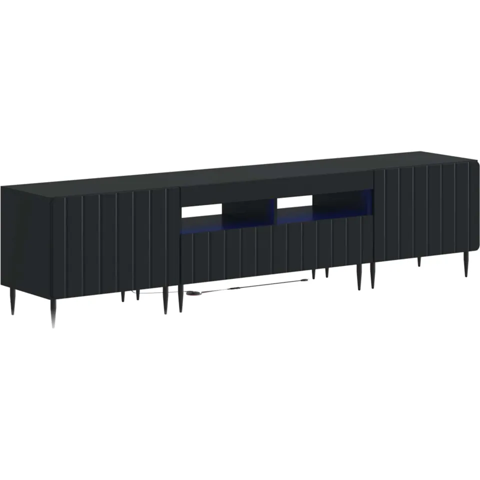 vidaXL 3-delige LED TV-kast ZWOLLE Zwart Bewerkt hout