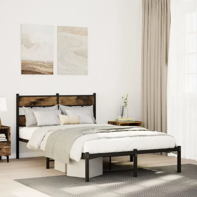 vidaXL Bedframe zonder matras metaal gerookt eikenkleurig 120x190 cm