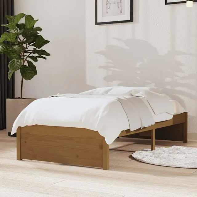 vidaXL Bedframe massief hout honingbruin 75x190 cm bruin