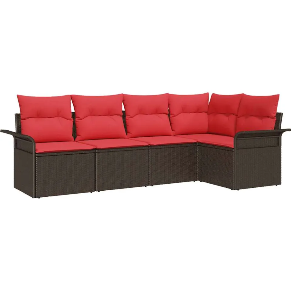 vidaXL Tuin Sofa Set 5 st Bruin poly rattan