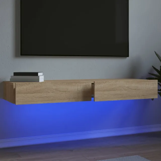 vidaXL Tv-meubelen 2 st met LED-verlichting 60x35x15,5 cm sonoma eiken, foto 2