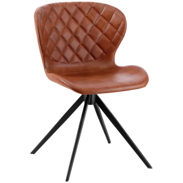 Vega 2x VEGA Stoel Kansas; 49x56x78 cm (BxDxH); zitting cognac, frame zwart; 2 stuk / verpakking