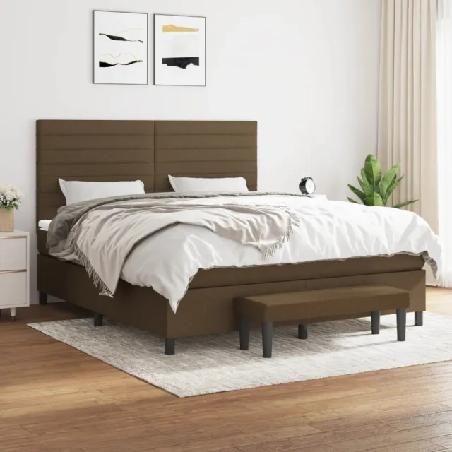 vidaXL Boxspring met matras stof donkerbruin 160x200 cm bruin