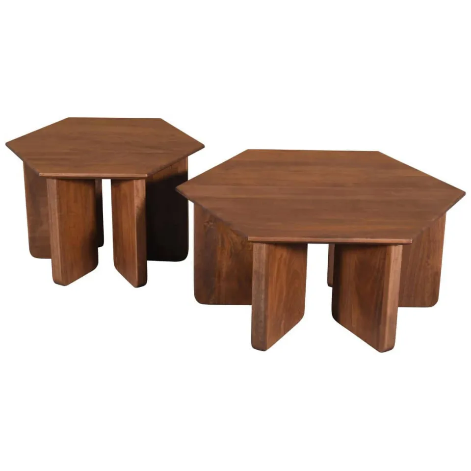 Giga Meubel Salontafel Martos - Donkerbruin Mangohout - 60x60x38cm, foto 2
