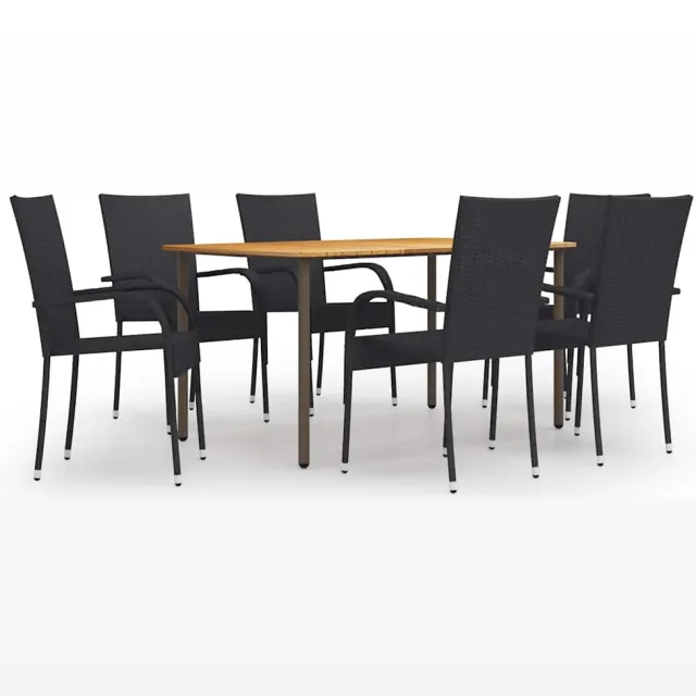 vidaXL 7-delige Tuinset poly rattan zwart, foto 2