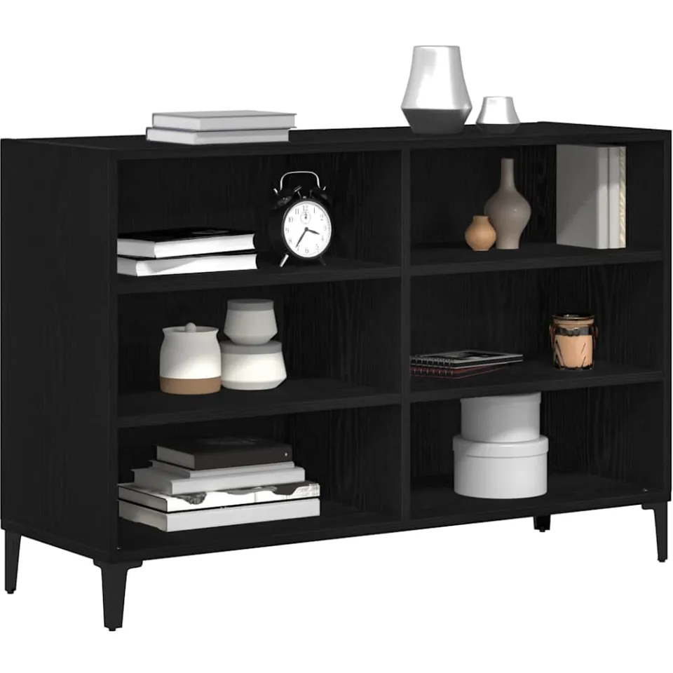 vidaXL Dressoir Zwart Eiken 103,5 x 35 x 70 cm Bewerkt hout, foto 3
