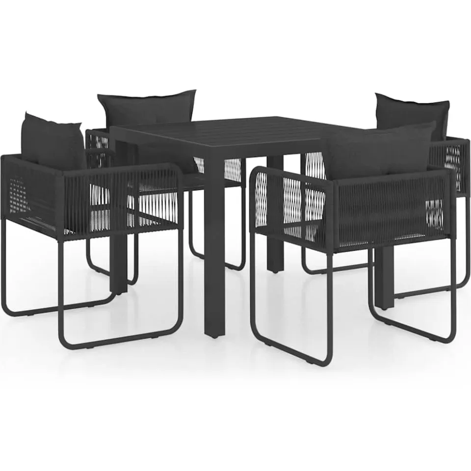 vidaXL 5-delige Tuinset PVC-rattan zwart