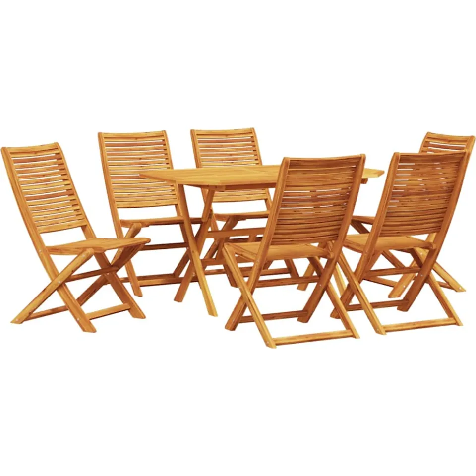vidaXL Tuin eettafelset 7 st Bruin Massief Acaciahout
