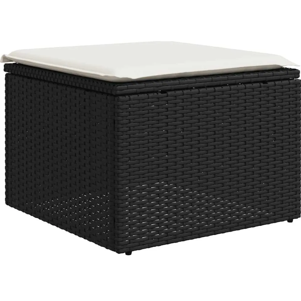 vidaXL 11-delige Loungeset met kussens poly rattan zwart, foto 4