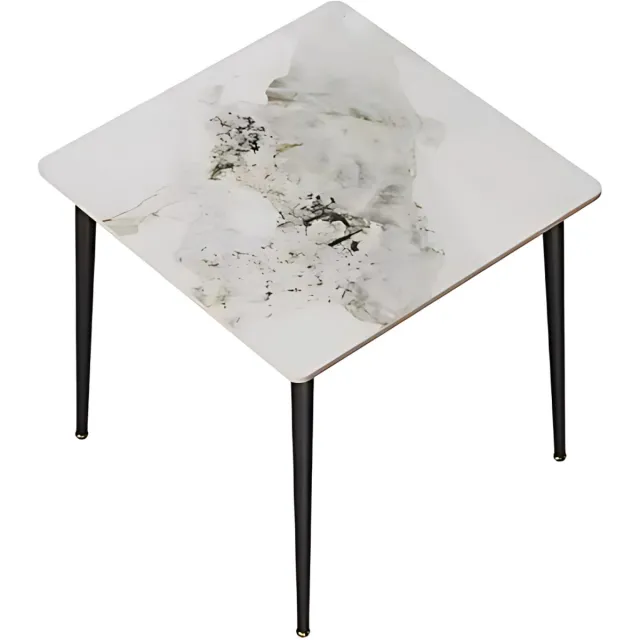 Happiq Marmeren Eetkamertafel 4 Personen - Glossy Groen - Metalen Poten - Voor Keuken, Restaurant & Café Marmerlook