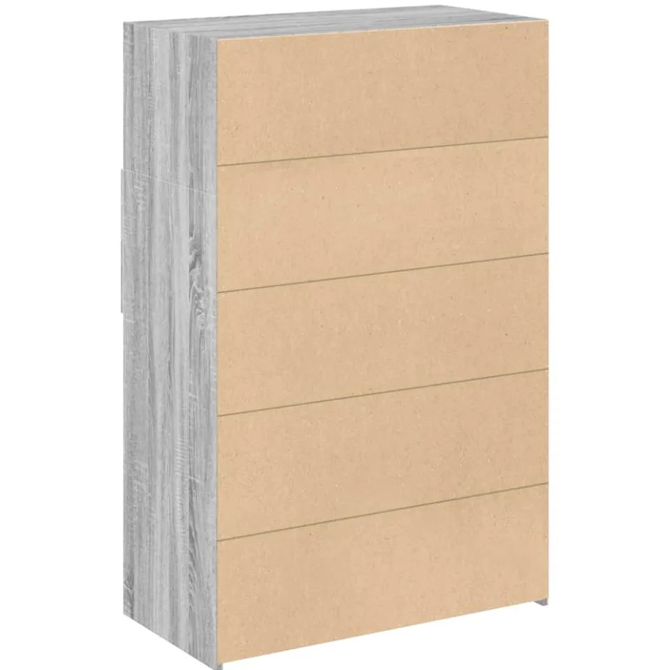 vidaXL Hoge kast 80x42,5x124 cm bewerkt hout grijs sonoma eikenkleurig, foto 4