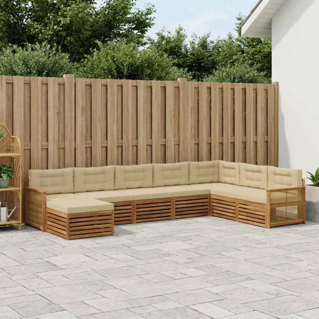 vidaXL Buiten bankenset 8 st 7-zits Natuurlijk en Beige