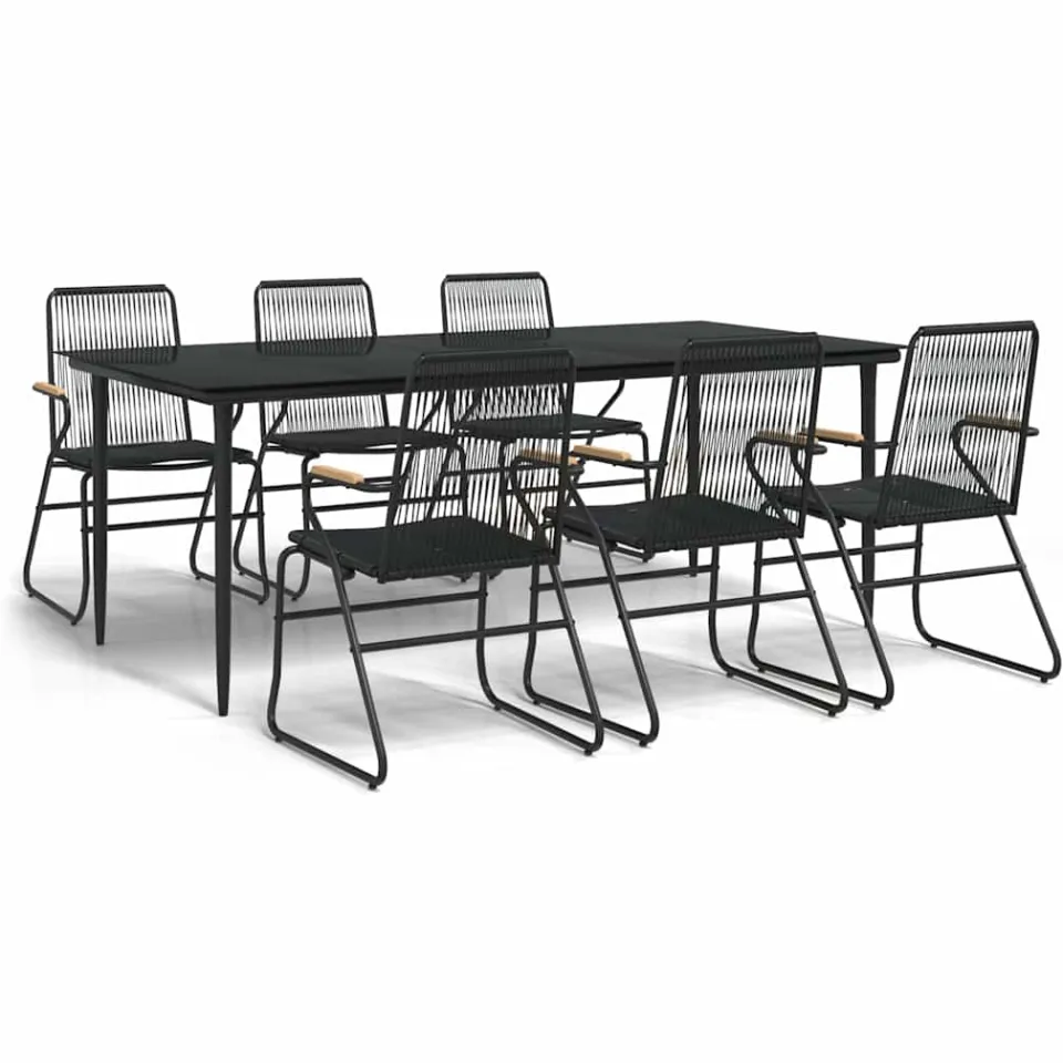 vidaXL 7-delige Tuinset PVC-rattan zwart