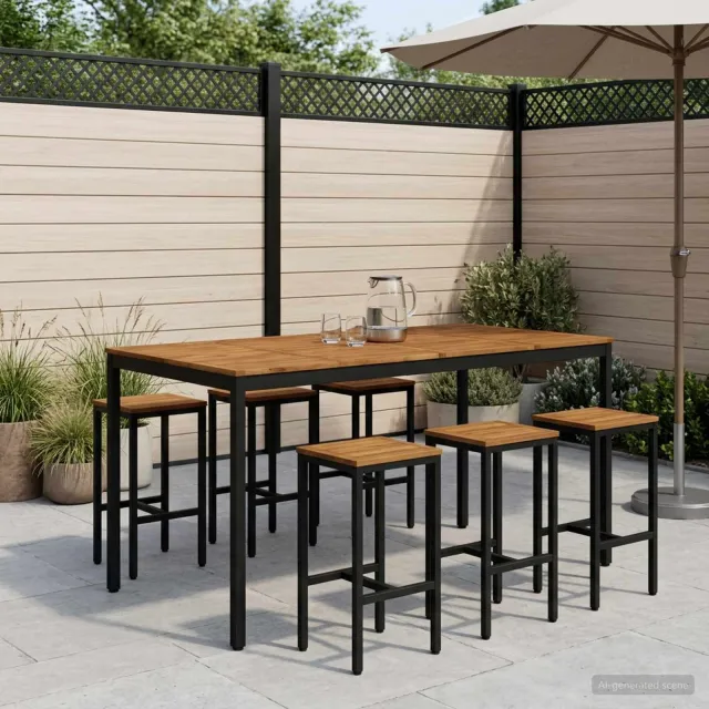 vidaXL Tuinbar Tafel NAARDEN Naturel en Zwart 196 x 100,5 x 105 cm, foto 2