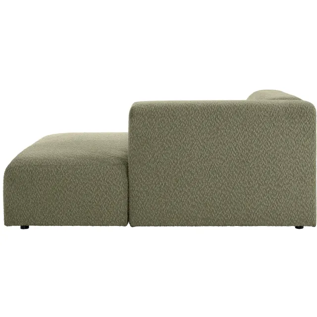 Vente-unique Rechte chaise longue met armleuning in groene chenillestof - TORISO