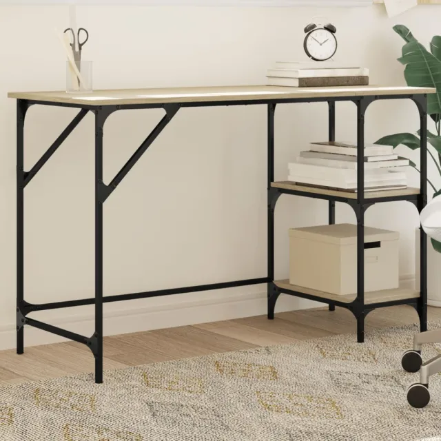 vidaXL Bureau 120x50x75 cm metaal en bewerkt hout sonoma eikenkleurig Bruin