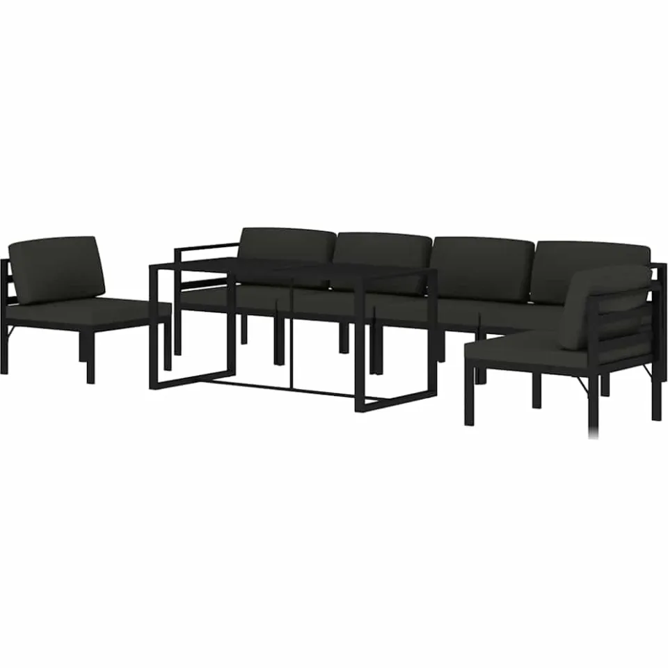 vidaXL 7-delige Loungeset met kussens aluminium antracietkleurig, foto 2
