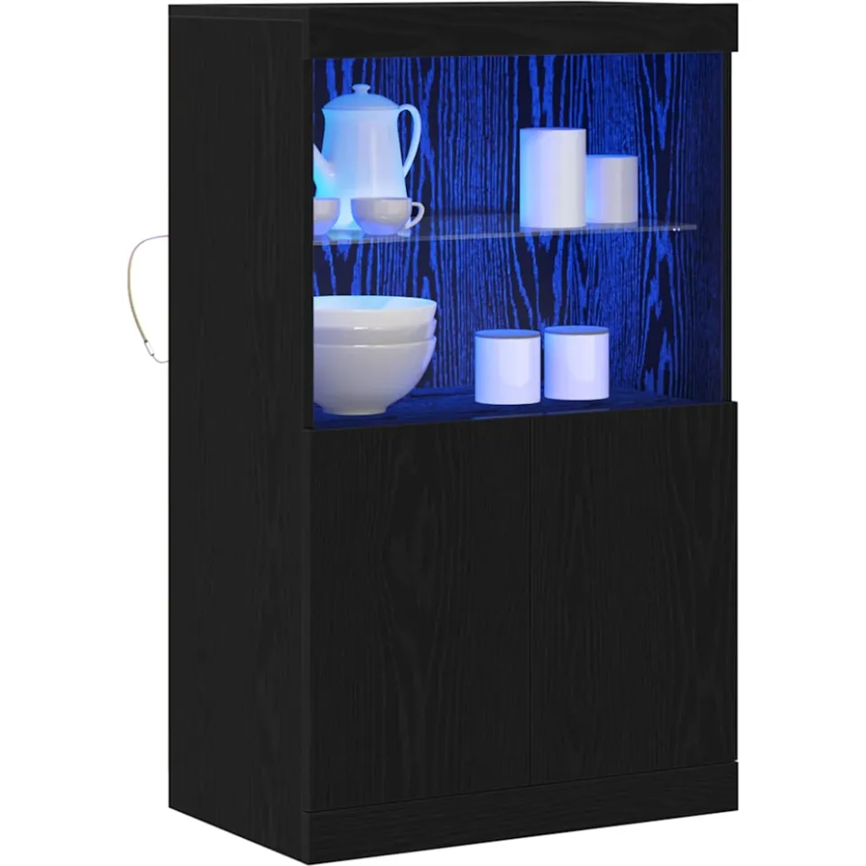 vidaXL LED Sideboard Zwart 60 x 37 x 100 cm Bewerkt hout, foto 3