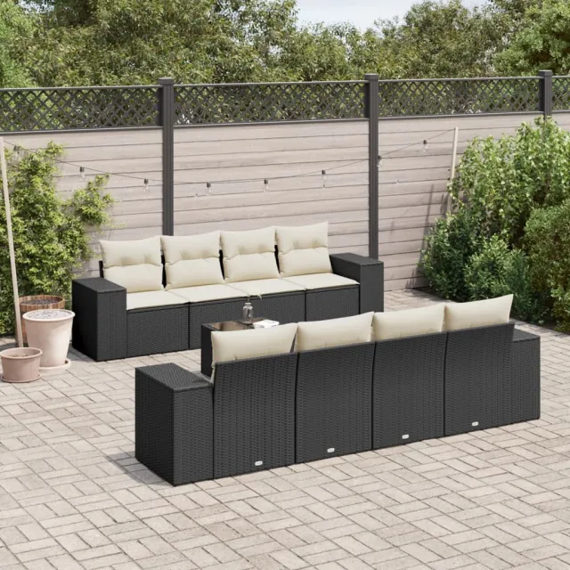 vidaXL 9-delige Loungeset met kussens poly rattan zwart, foto 2