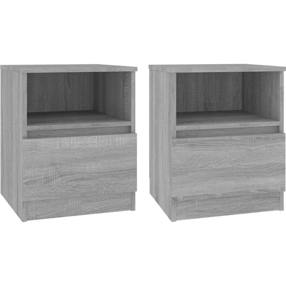 vidaXL Nachtkastjes 2 st 40x40x50 cm bewerkt hout grijs sonoma eiken, foto 3